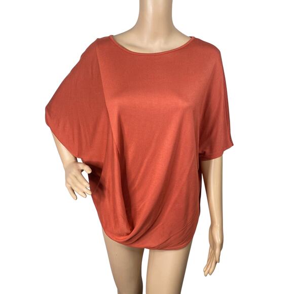 Athleta Dolman Tee Oversized Burnt Orange Draped T-Shirt Top SZ XS - Picture 3 of 12